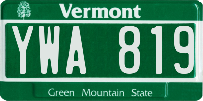 VT license plate YWA819
