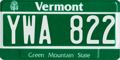 VT license plate YWA822
