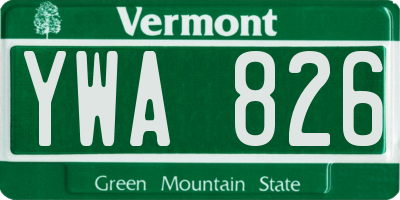 VT license plate YWA826