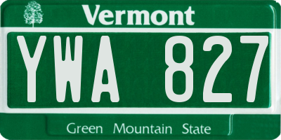 VT license plate YWA827