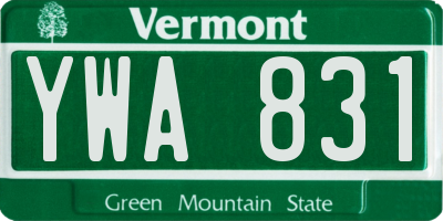 VT license plate YWA831