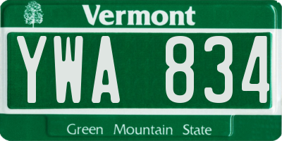 VT license plate YWA834