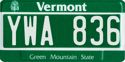 VT license plate YWA836