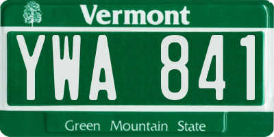 VT license plate YWA841
