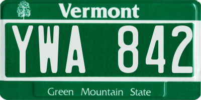 VT license plate YWA842