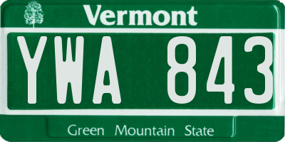 VT license plate YWA843