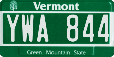VT license plate YWA844