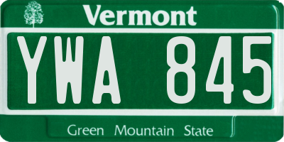 VT license plate YWA845
