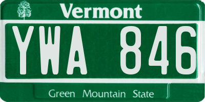 VT license plate YWA846