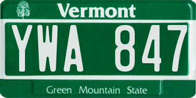 VT license plate YWA847