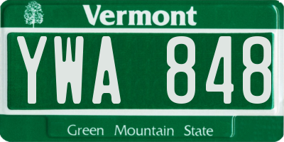 VT license plate YWA848