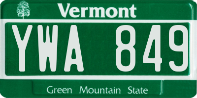 VT license plate YWA849