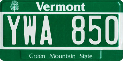 VT license plate YWA850