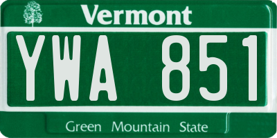 VT license plate YWA851