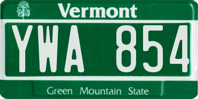 VT license plate YWA854