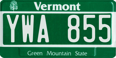 VT license plate YWA855