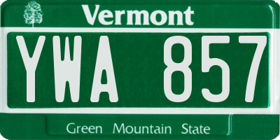 VT license plate YWA857