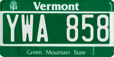 VT license plate YWA858