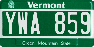 VT license plate YWA859