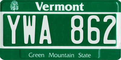 VT license plate YWA862
