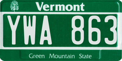 VT license plate YWA863