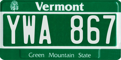 VT license plate YWA867