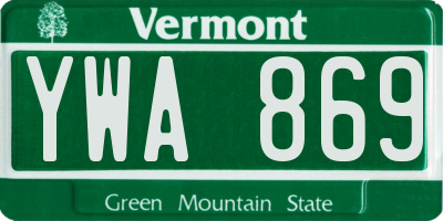 VT license plate YWA869