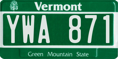 VT license plate YWA871