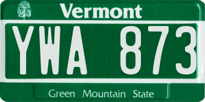 VT license plate YWA873