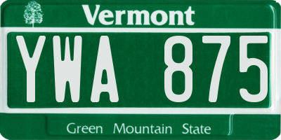 VT license plate YWA875