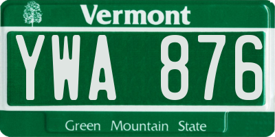 VT license plate YWA876