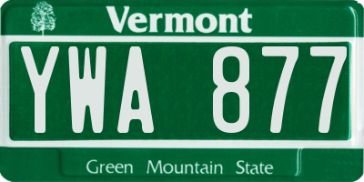 VT license plate YWA877