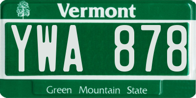 VT license plate YWA878