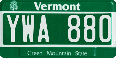 VT license plate YWA880