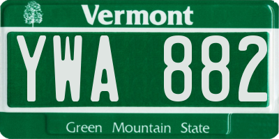 VT license plate YWA882