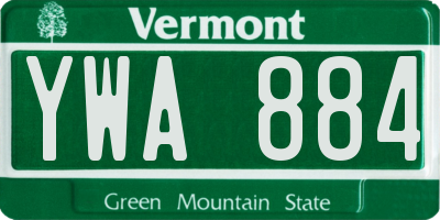 VT license plate YWA884