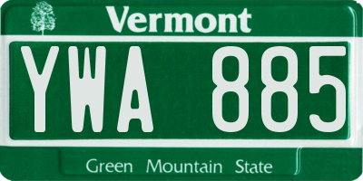VT license plate YWA885