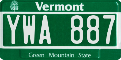 VT license plate YWA887