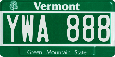 VT license plate YWA888