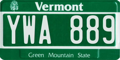 VT license plate YWA889