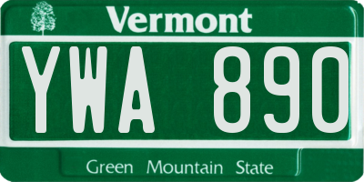 VT license plate YWA890