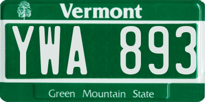VT license plate YWA893