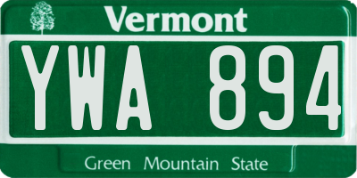 VT license plate YWA894