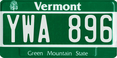 VT license plate YWA896