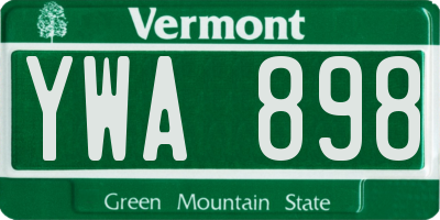 VT license plate YWA898