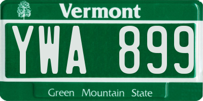 VT license plate YWA899