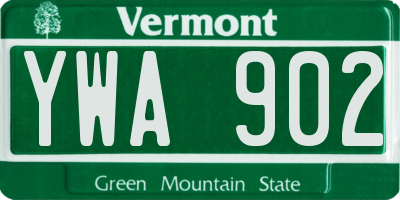 VT license plate YWA902