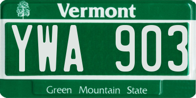 VT license plate YWA903