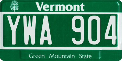 VT license plate YWA904