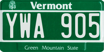 VT license plate YWA905